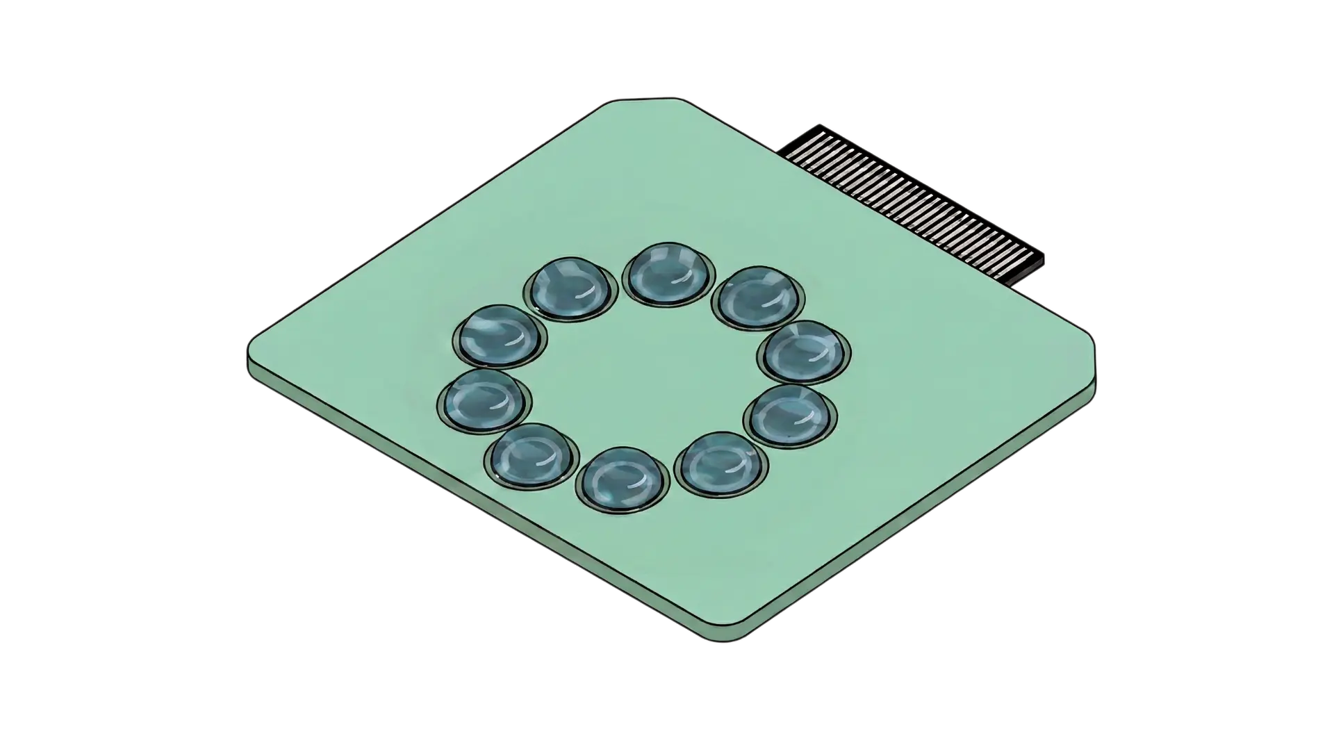 Illustration of a Kora Strip with saliva applied to its wells